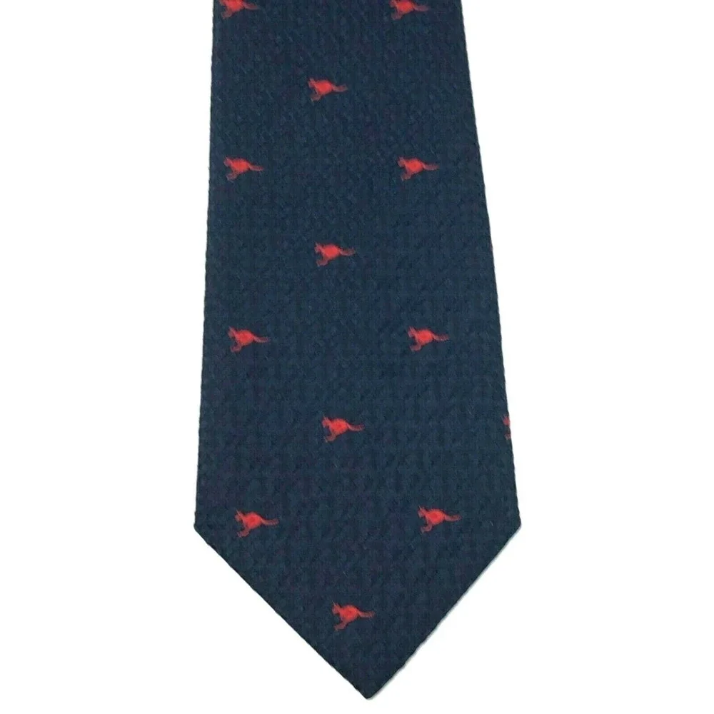AUSTICO Australia Mens Polyester Necktie Animal Theme Kangaroo Navy Blue Red Tie - Picture 7 of 11